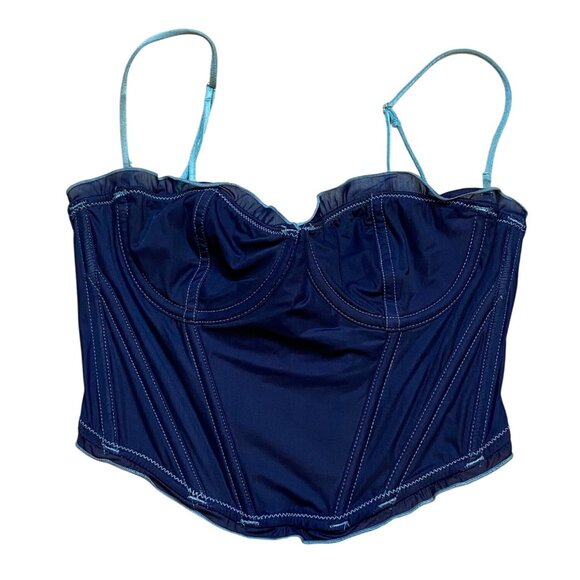 Out From Under Blue Corset Style‎ Top With Adjustable Straps & Hook Clasp Back S - Picture 1 of 7
